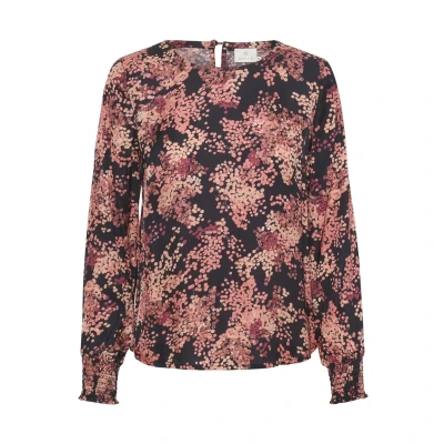 Afbeelding van Kaffe Bpjanette LONG Sleeve Tunic Blouse, Dames, Maat: Large, Black red tones berry