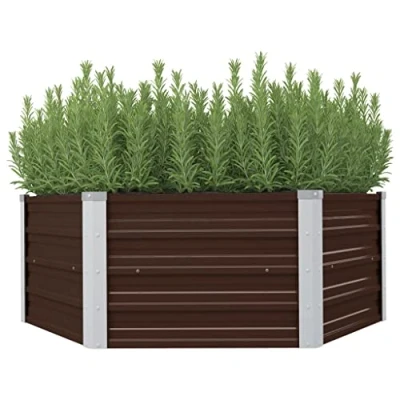 Afbeelding van Plantenbak verhoogd 129x129x46 cm gegalvaniseerd staal bruin