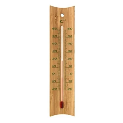 Afbeelding van Binnen/buiten thermometer bamboe 4,5 x 20 cm Buitenthemometers Temperatuurmeters