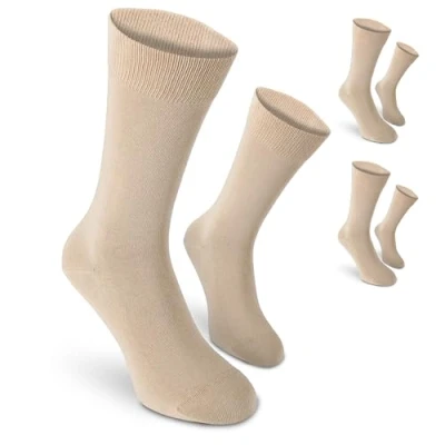 Afbeelding van Safersox Muggenbescherming, dagelijkse sokken voor kantoor, safari en outdoor, dames heren, Voordeelverpakking van 3 stuks, beige, 43 46 EU