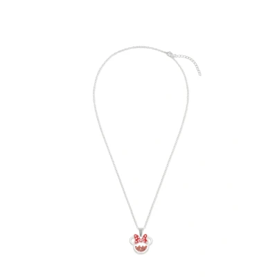 Afbeelding van Disney Minnie Silver Plated Brass met rode Enamel Bow January Birthstone Floating Stone Necklace CF00308SJANL Q.PH
