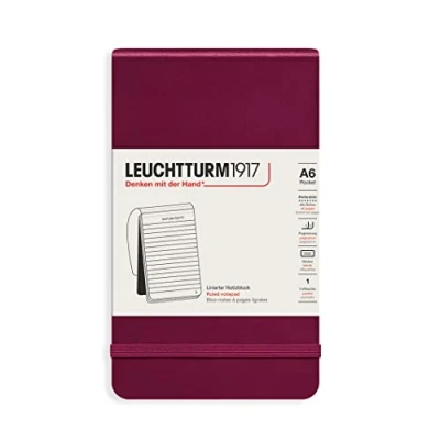Afbeelding van Leuchtturm1917 A6 Pocket Notitieblok Lined Port Red