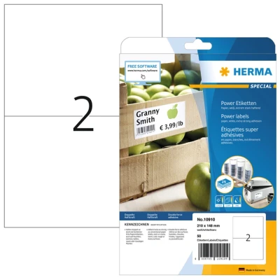 Afbeelding van Etiket HERMA Power 10910 210x148mm wit 50stuks