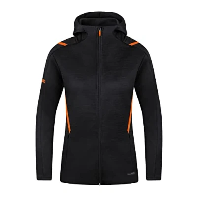 Afbeelding van Vrijetijdsvest met kap Challenge Zwart gemeleerd/fluo oranje / 38