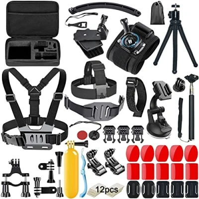 Afbeelding van YUSHI 58 in 1 accessoireset voor actiecamera, compatibel met GoPro Hero 11 10 9 8 7 6 5 4 Max Fusion Session Black Silver Insta360 DJI OSMO SJCAM APEMAN enz., nieuw verbeterd statief