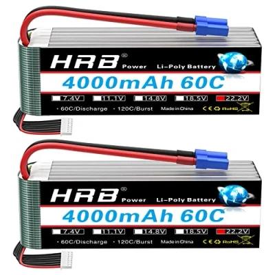 Afbeelding van HRB 2 stuks 6S 22.2V 4000mAh 60C Lipo batterij met EC5 stekker voor RC Quadcopter Helikopter Auto Truck Boot Hobby