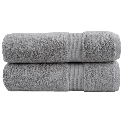Afbeelding van vidaXL Handdoeken 2 st 600 g/m² 50x100 cm 100% katoen grijs, badhanddoek, zwemhanddoek, hamam handdoek, badlaken, sauna sporthanddoek