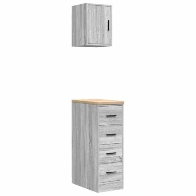 Afbeelding van vidaXL Garagekasten 2 st bewerkt hout sonoma grijs