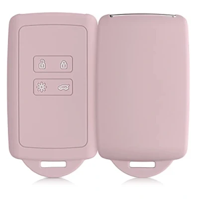 Afbeelding van kwmobile autosleutelhoes geschikt voor Renault 4 knops Smartkey autosleutel (alleen Keyless Go) Siliconenhoes in mat oudroze Sleutelcover