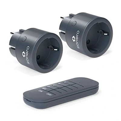 Afbeelding van sonero set met 2300 watt draadloze stopcontacten 2 x contactdoos voor afstandsbediening 1 afstandsbediening, antraciet