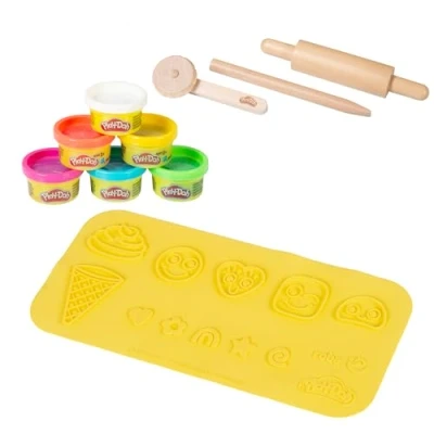 Afbeelding van roba x Play Doh startset 3D creatieve mat, houten gereedschap, 6 boetseerblikjes