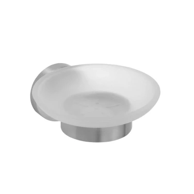 Afbeelding van Zeephouder Sapho X Steel Hangend 11x5.5 cm Melkglas / Geborsteld RVS
