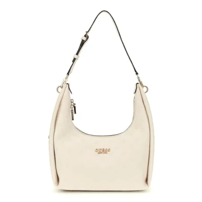 Afbeelding van GUESS Schoudertas Phoebe Hobo Shoulder Bag Creme White Logo Crème
