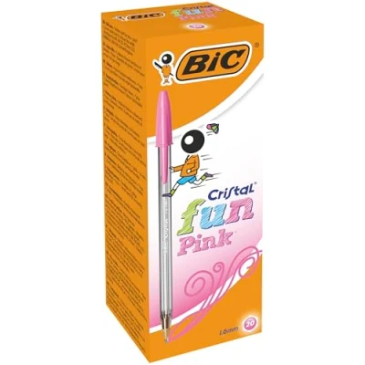 Afbeelding van BIC Cristal Fun Balpennen Brede Punt (1,6 mm) Roze, Doos van 20 Stuks