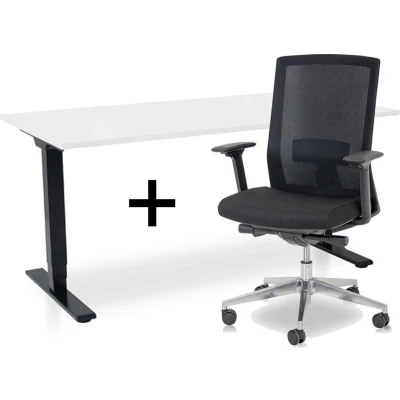 Afbeelding van MRC COMFORT Set Zit sta bureau + stoel 160x80 wit