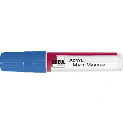 Afbeelding van KREUL 46217 Matte acrylmarker XXL, met spievormige punt ca. 15 mm, blauw, mat, permanent, acrylverf op waterbasis, voor puristische elementen