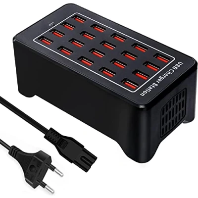 Afbeelding van USB oplader, 20 poorts Desktop oplaadstation, 100W multifunctionele Smart Charger, muurlader, geschikt voor Samsung S23/S22/S21/iPhone 12/13/14/Google Pixel/Xiaomi/OPPO/Realme/Honor/iPad