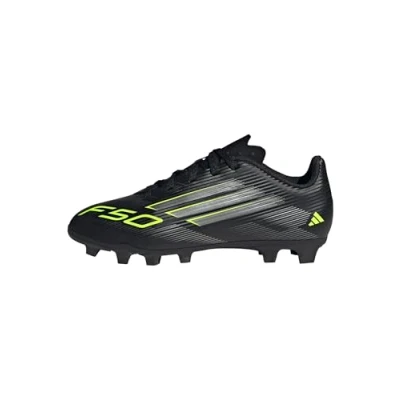 Afbeelding van adidas Uniseks Kind F50 CLUB Firm Ground/Multi Ground Football Boots Kids, Core Black/Iron Metallic/Lucid Lemon, 31 1/2 EU