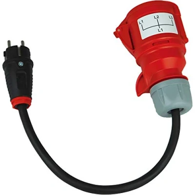 Afbeelding van NWP NW10005 meetadapter testadapter Schuko stekker op 32A CEE koppeling 5 polig voor DGUV V3 VDE 0701/0702 accessoires meetinstrumenten en testapparaten adapter