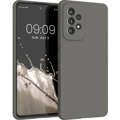 Afbeelding van kwmobile telefoonhoesje geschikt voor Samsung Galaxy A53 5G Hoesje met siliconen coating Smartphone case in steengrijs