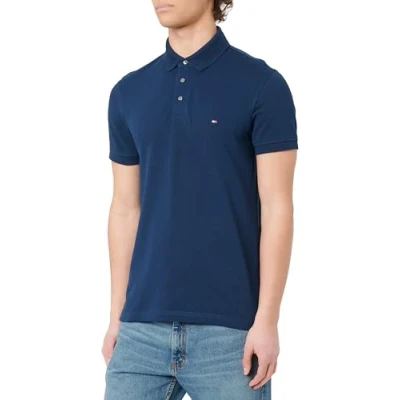 Afbeelding van Tommy Hilfiger Heren 1985 SLIM POLO MW0MW17771 S/S Polo, Blauw, XS, Blauw (avondlucht), XS