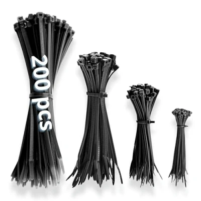 Afbeelding van IDEA HOME 200 stuks kabelbinders zwart 100/150/200/300 mm, kabelbinderset, uv bestendig, hittebestendig, kunststof kabelbinderset