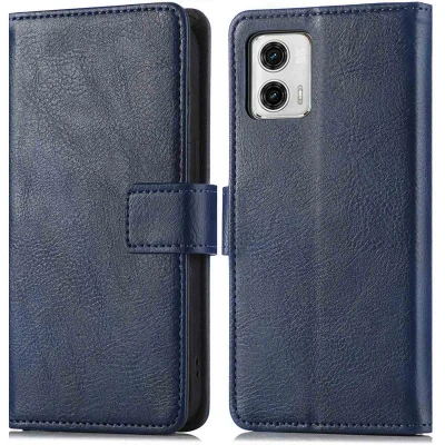 Afbeelding van Motorola Moto G73 Hoesje Kunstleder iMoshion Bookcase Donkerblauw Telefoonhoesje
