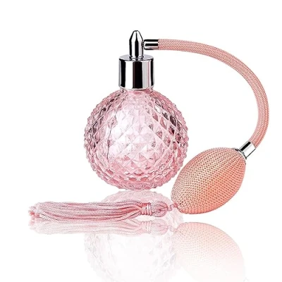 Afbeelding van 1 Stks 100ml Parfum Spray Fles, Gradiënt Kleur Crystal Vintage Hervulbare Verstuiver Fles met Lange Kwastje, Professionals Continue Mist Water Accessoires, Make upsalons &amp; Kappers. (roze)
