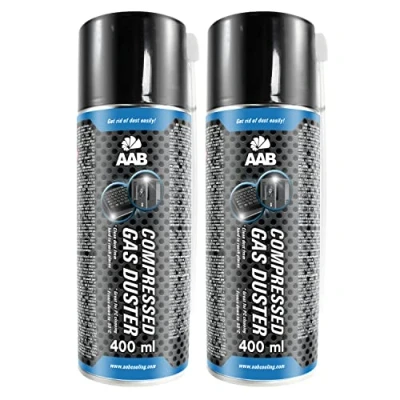 Afbeelding van 2 x AAB Compressed Gas Duster 400ml Can of Air for Cleaning Computer, Keyboard, and Other Office Equipment, Laptop Cleaner, PC Kit, Duster, Aerosol Canned