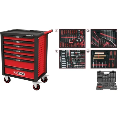 Afbeelding van KS Tools 826.7515 Werkplaatswagen Plaatstaal Kleur (specifiek): Zwart, Rood