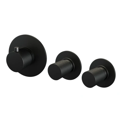 Afbeelding van Brauer Black carving inbouw douchethermostaat inbouwdeel 3 knoppen mat zwart