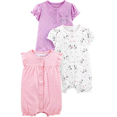 Afbeelding van Simple Joys by Carter&#039;s baby meisjes 3 Pack Snap up RompersFootie, Uil/Eenhoorn/Kitten, Pasgeborene
