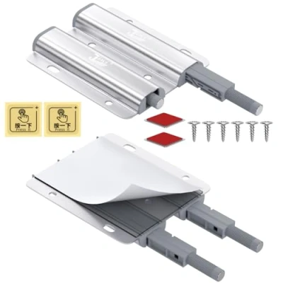 Afbeelding van Kast Push to Open Door Catches Jiayi 2 Stuks Dubbele drukvergrendeling voor keukenkast Magnetische aanraking Drukopener Kastdeur Sluit RV Lade Closer Garderobesluiting