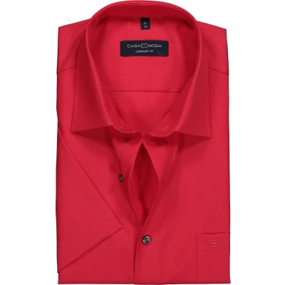 Afbeelding van CASA MODA comfort fit overhemd korte mouw rood Strijkvrij Boordmaat: 42