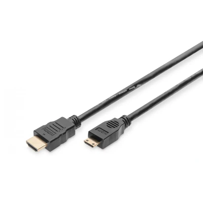 Afbeelding van Digitus AK 330106 020 S HDMI kabel Aansluitkabel A stekker, mini C stekker 2.00 m Zwart Vergulde steekco