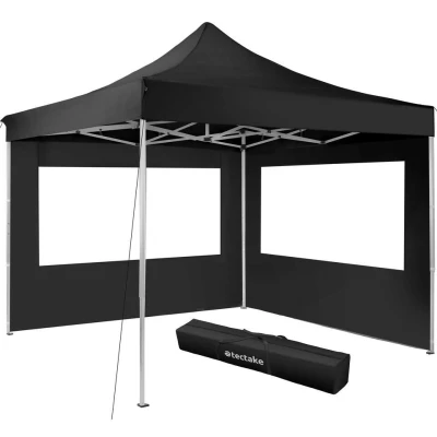 Afbeelding van tectake partytent 3x3 m. opvouwbaar 2 wanden zwart