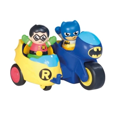 Afbeelding van Toomies DC Comics Batman E73260 2 in 1 Batcycle Motorfiets en Sidecar Combinatie Zijeinde bevestigen Vliegwiel Drive Push Along vanaf 12 maanden