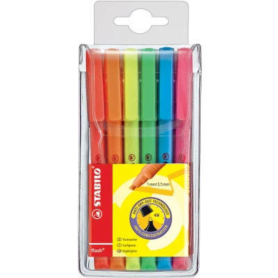 Afbeelding van STABILO flash markeerstift, etui van 6 stuks in geassorteerde kleuren markeerstift