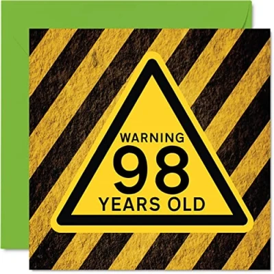 Afbeelding van Leuke 98e verjaardagskaarten voor mannen en vrouwen Waarschuwing Gelukkige verjaardagskaart overgrootvader opa Nanny oma Nan Gran papa mama, 145 mm x grappige humor grap wenskaarten