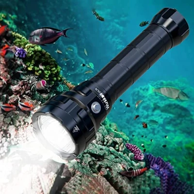 Afbeelding van Wurkkos DL70 Duiklamp, 13000 lumen duikzaklamp, 4 x XHP50.2 (3V) leds, onderwaterzaklamp, super heldere high diving zaklamp met 2 5000 mAh oplaadbaar apparaat en oplader