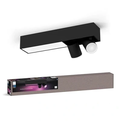 Afbeelding van Philips Hue Centris opbouwspot wit en gekleurd licht 2 spots zwart rechthoekig