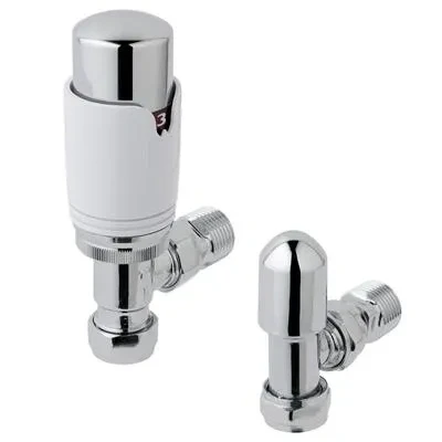 Afbeelding van Eastbrook Valve radiator aansluitset haaks met thermostaat chroom/wit