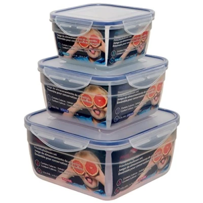 Afbeelding van Maturi Voedselopslagcontainers Set van 3 met luchtdichte deksels, BPA vrij, 0,8 l 2,6