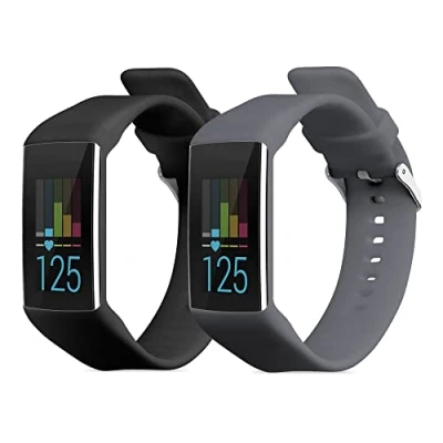 Afbeelding van kwmobile 2x horlogebandjes geschikt voor Polar A360 / A370 bandje Smartwatch bandjes van TPU Activity tracker horloge band in zwart grijs