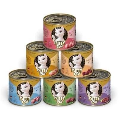 Afbeelding van KITTY Cat Paté Mix 1, 6 x 200 g, natvoer voor katten in proefpakket, graanvrij kattenvoer met taurine, zalmolie en groenlipmossel, compleet voer een hoog vleesgehalte, Made Germany