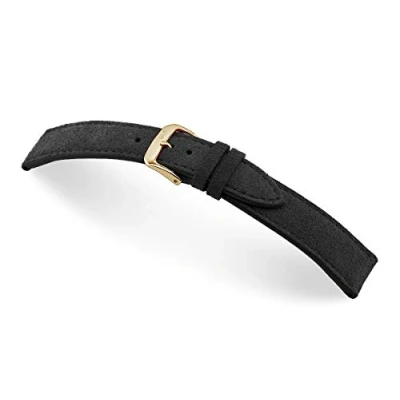 Afbeelding van RIOS1931 Franklin Vintage suède vervangende horlogeband handgemaakt in Duitsland klassiek huidvriendelijk, Zwarte gouden sluiting, 22mm, Riemen.