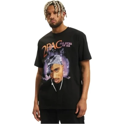Afbeelding van Upscale by Mister Tee Tupac ALL EYEZ ON ME Anniversa Tshirt print, Heren, Maat: Large, Black
