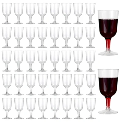 Afbeelding van MATANA 96 Plastic Wijnglazen voor Bruiloften, Verjaardagen, Kerstmis &amp; Feesten (180ml) Helder als Glas Elegant, Herbruikbaar Stevig