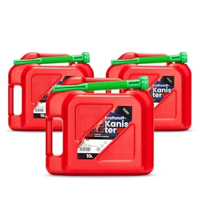 Afbeelding van DQ PP Brandstofjerrycan met flexibele schenktuit 10 liter rood jerrycan voor benzine VN goedkeuring dieseljerrycan