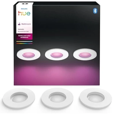 Afbeelding van Philips Hue Xamento badkamerinbouwspot wit en gekleurd licht 3 pack